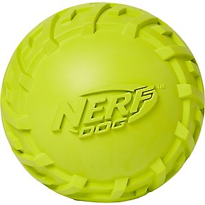 Nerf Dog Squeaker Tire Ball Dog Toy, Green