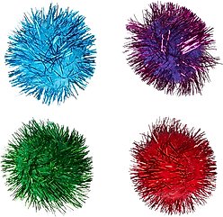 Turbo Glitter Pom Pom Ball Cat Toy, 4 count