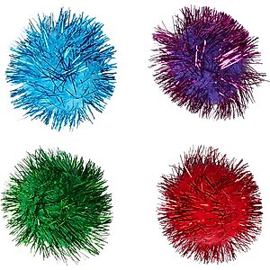 Turbo Glitter Pom Pom Ball Cat Toy, 4 count
