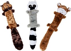 ZippyPaws Skinny Peltz Chipmunk, Lemur, Monkey Plush Dog Toy, 3 count