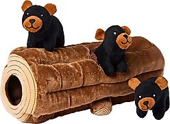 ZippyPaws Zippy Burrow Black Bear Log Plush Dog Toy