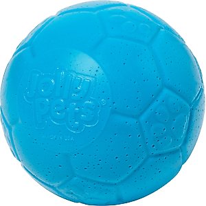 Jolly Pets Stuffing-Free Soccer Ball Dog Toy, Ocean Blue, 4-in
