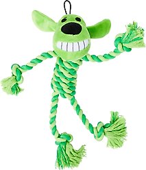 Multipet Loofa with Rope Body Squeaky Ropes Tug Dog Toy, Color Varies, 10.5-in, 1 count