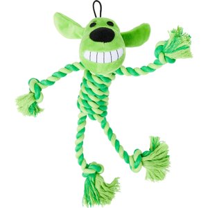 Multipet Loofa with Rope Body Squeaky Ropes Tug Dog Toy, Color Varies, 10.5-in, 1 count