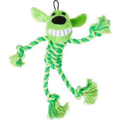 Multipet Multipet Loofa with Rope Body Squeaky Ropes Tug Dog Toy, Color Varies, 10.5-in, 1 count