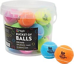 Spunky Pup Bucket of Tennis Balls Dog Toy, 20 count