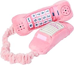 P.L.A.Y. Pet Lifestyle and You 80s Classic Corded Phone Squeaky Plush Dog Toy, Small