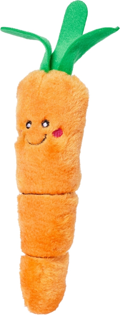 ZIPPYCLAWS Kickerz Carrot Cat Plush Toy with Catnip, Orange