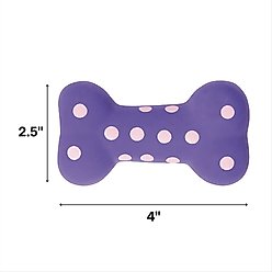 Multipet Polka Dot Bone Squeaky Plush Dog Toy, Color Varies, 4-in slide 2 of 4