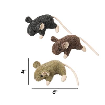 Show full view: Ethical Pet Wool Mouse Willie Cat Toy, Color Varies, 3.5-in, 1 count slide 3 of 4