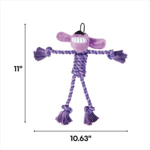 Multipet Loofa with Rope Body Squeaky Ropes Tug Dog Toy, Color Varies, 10.5-in, 1 count