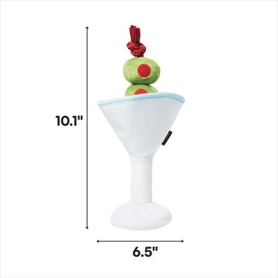 Show full view: P.L.A.Y. Pet Lifestyle and You Happy Hour Martini Squeaky Plush Dog Toy, Small slide 2 of 5