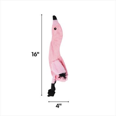 Show full view: Ethical Pet Mini Skinneeez Pink Flamingo Stuffing-Free Squeaky Plush Dog Toy slide 3 of 5