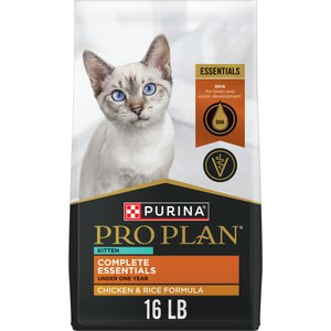 Purina Pro Plan Complete Essentials Chicken & Rice Formula Kitten Dry Cat Food, 16-lb bag