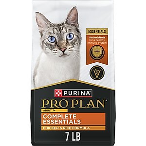 Purina Pro Plan Complete Essentials 7+ Chicken & Rice Natural Senior Dry Cat Food, 7-lb bag