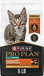 Purina Pro Plan Complete Essentials Shredded Blend Chicken & Rice Formula Natural Kitten Dry Cat Food, 6-lb bag