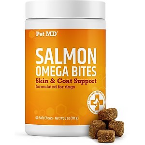 Pet MD Salmon Omega Bites Skin & Coat Chews Dog Supplement, 60 count