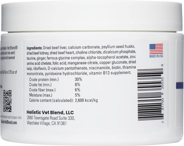 Holistic Vet Blend Feline Premix Powder Nutritional Supplement for Cats, 3.175-oz jar