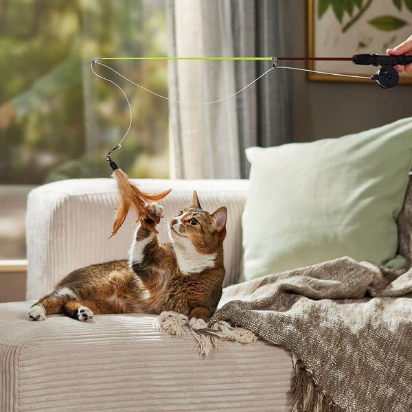 Ethical Pet Fishing Rod & Reel Kitty Teaser Cat Toy, Color Varies