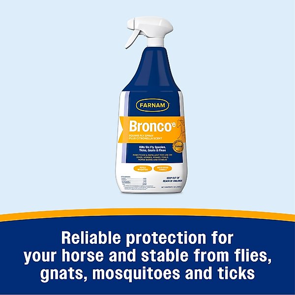 Show full view: Farnam Bronco e Citronella Scented Equine Fly Spray, 32-fl oz bottle slide 2 of 11
