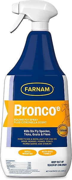 Show full view: Farnam Bronco e Citronella Scented Equine Fly Spray, 32-fl oz bottle slide 1 of 11