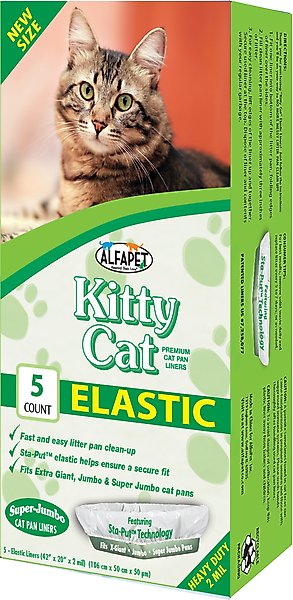 Alfapet Kitty Cat Litter Box Disposable, Elastic Liners- 30 Count For