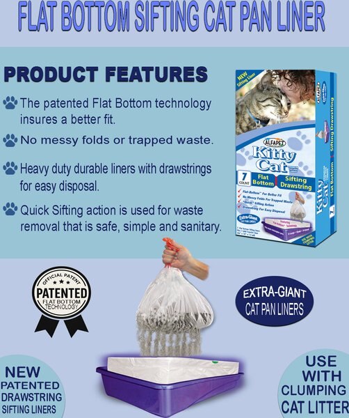 Alfa Pet Kitty Cat Flat-Bottom Sifting Cat Litter Box Liners, Extra-Giant