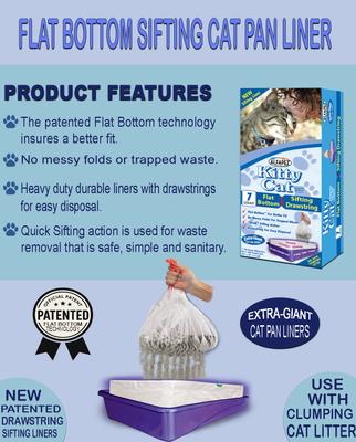 Show full view: Alfa Pet Kitty Cat Flat-Bottom Sifting Cat Litter Box Liners, Extra-Giant slide 2 of 3