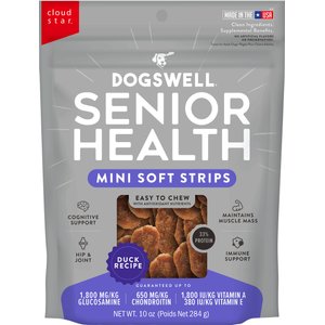 Dogswell Mini Soft Strip Senior Duck Flavor Jerky Dog Treats, 10-oz bag