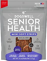 Dogswell Mini Soft Strip Senior Duck Flavor Jerky Dog Treats, 4-oz bag