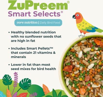 Show full view: ZuPreem Smart Selects Parrot & Conure Food, 4-lb bag slide 5 of 11