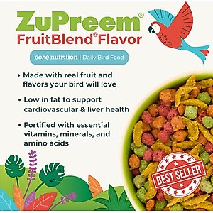 ZuPreem FruitBlend Flavor with Natural Flavors Daily Medium Bird Food, 2-lb bag