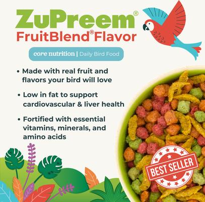Show full view: ZuPreem FruitBlend Flavor with Natural Flavors Daily Medium Bird Food, 2-lb bag slide 5 of 10