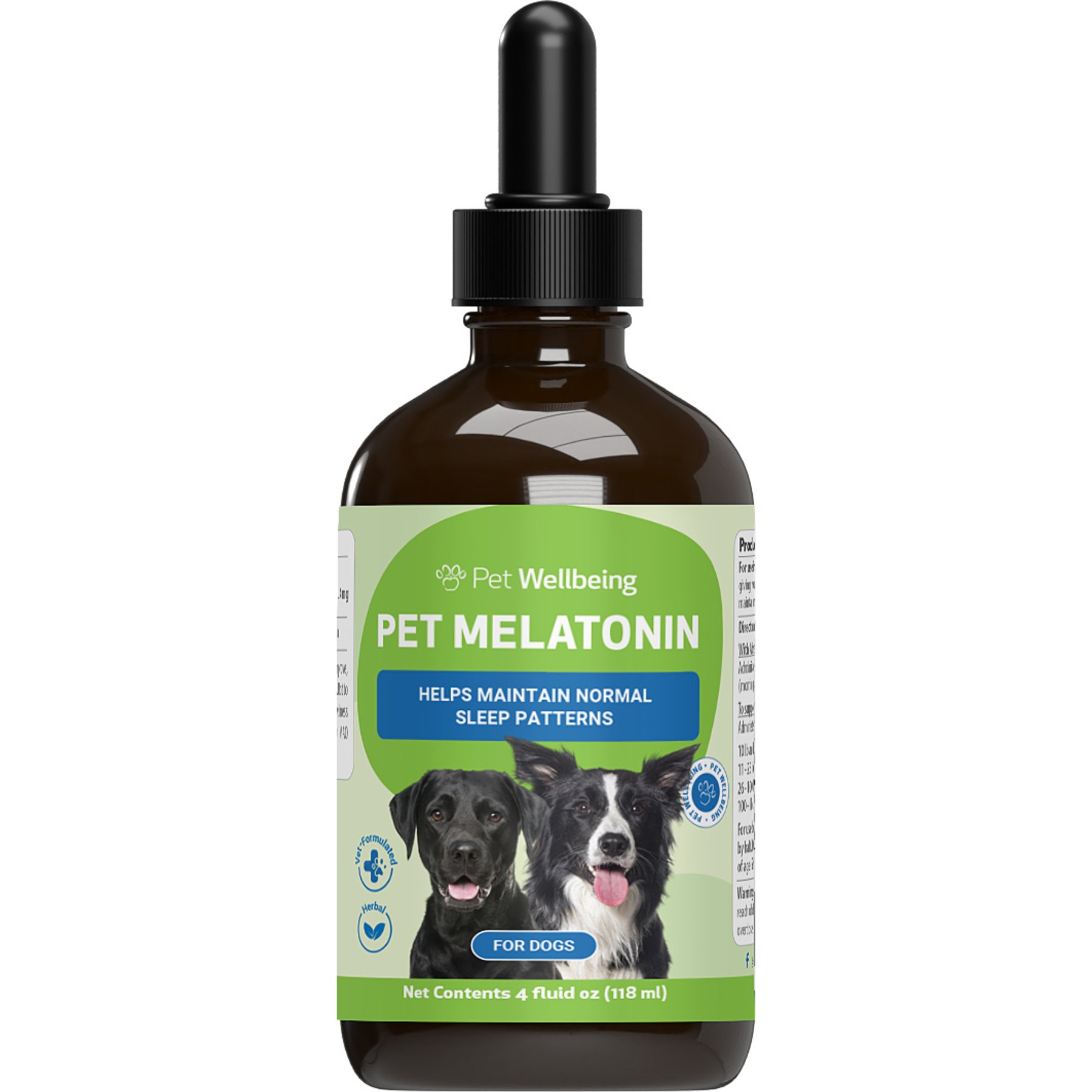 Pet Wellbeing Pet Melatonin Bacon Flavored Liquid Calming Supplement for Dogs, 4-oz bottle
