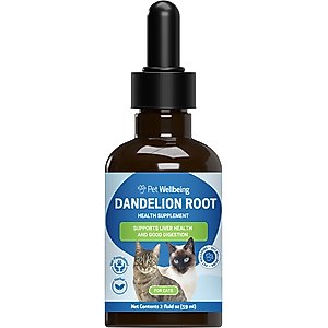 Pet Wellbeing Dandelion Root Bacon Flavored Liquid Digestive & Liver Supplement for Cats, 2-oz bottle