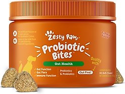 Zesty Paws Probiotic Bites Pumpkin Flavored Soft Chews Gut Flora & Digestive Supplement for Dogs, 50 count