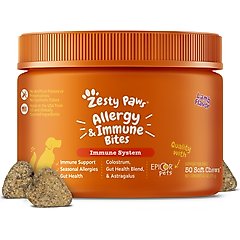 Zesty Paws Allergy & Immune Bites Lamb Flavored Soft Chews Allergies, Immune, & Gut Support Supplement for Dogs, 50 count