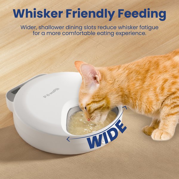 PawsPik Smart 4-Meal Automatic Cat Feeder, White, 4-cup