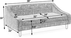 Zeus & Ruta Elevated Dog Sofa Bed with Armrest, Dark Gray, 38 x 22 x 16-in slide 2 of 6