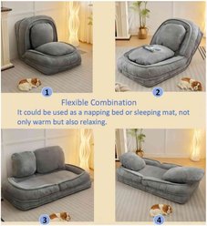 Cesicia Adjustabe Position Lazy Sofa Dog Bed, Grey slide 2 of 8