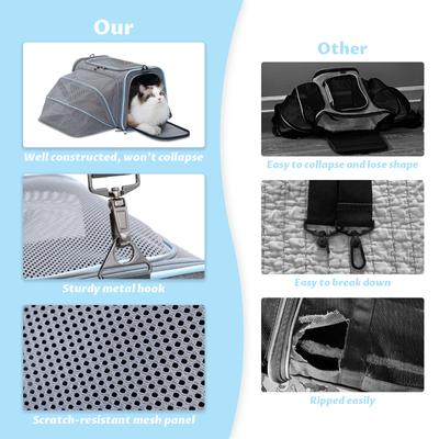 Show full view: Petsfit Expandable Airline-Approved Soft-Sided Dog & Cat Carrier, Light Gray, 17 x 11 x 11-in slide 8 of 10