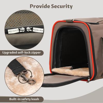 Show full view: Petsfit Expandable Airline-Approved Soft-Sided Dog & Cat Carrier, Gray Brown, 17 x 11 x 11-in slide 6 of 10