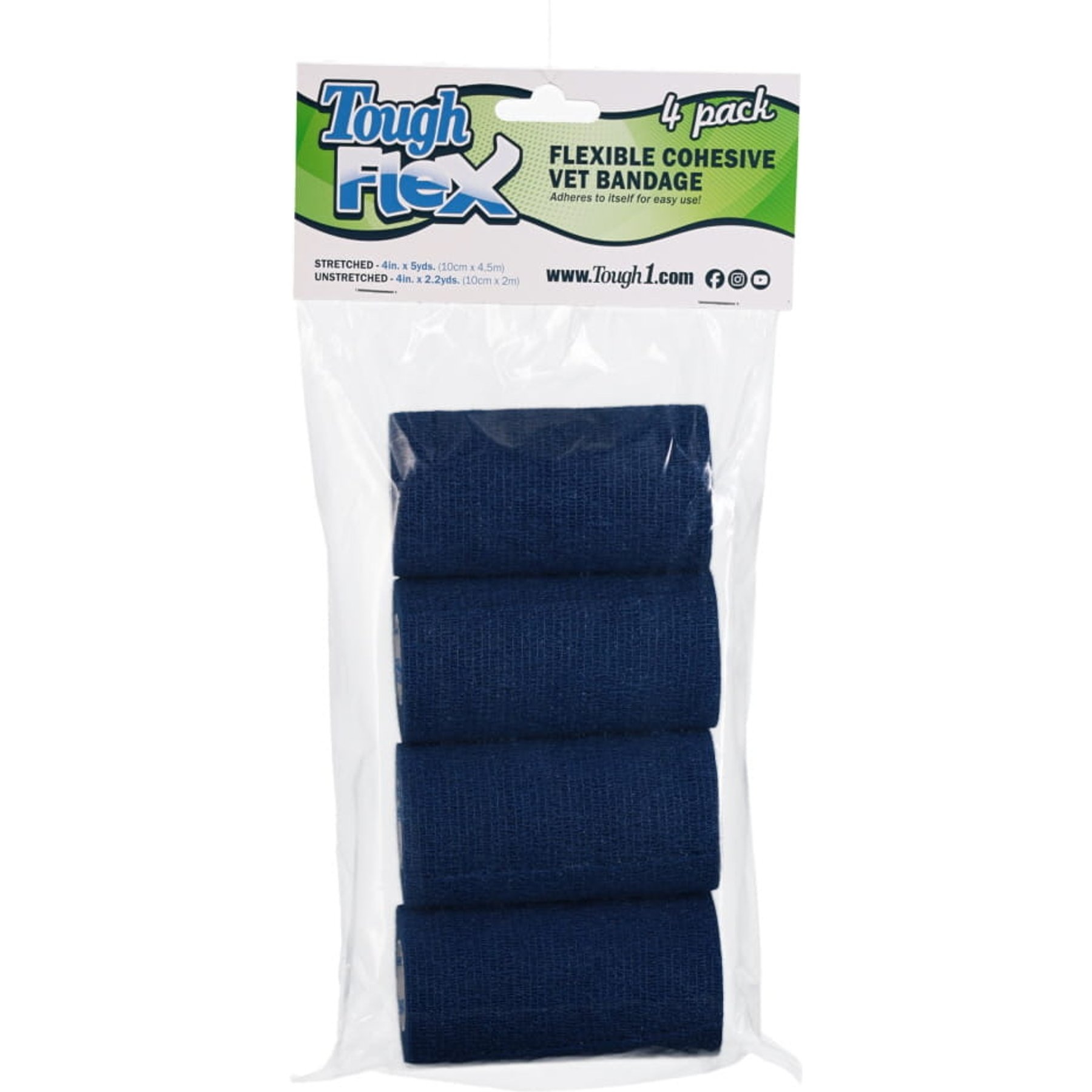 Tough1 Tough Flex Self-Adhering Equine Bandage, 4 count, Navy Blue