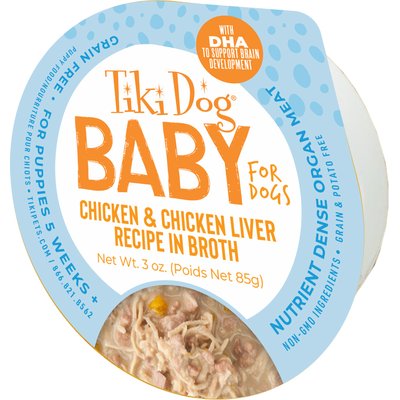 Tiki Dog Whole Foods Grain-Free Chicken & Chicken Liver Wet Dog Food, 3-oz cup, case of 4