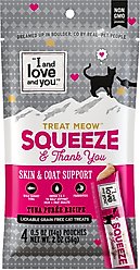 I and Love and You Meow Skin & Coat Support Tuna Puree Recipe Lickable Cat Treat, 48 count