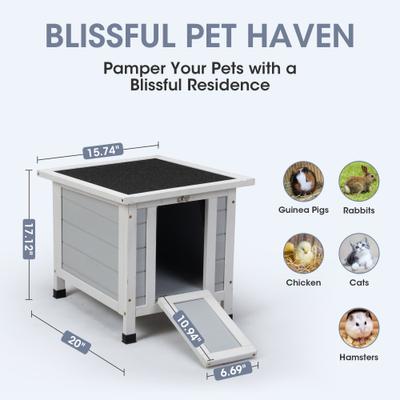 Show full view: Coziwow Wooden Weatherproof Outdoor Cat House with Nonslip Ramp, Grey slide 2 of 2