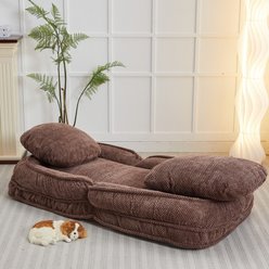 Cesicia Adjustabe Position Lazy Sofa Dog Bed, Brown