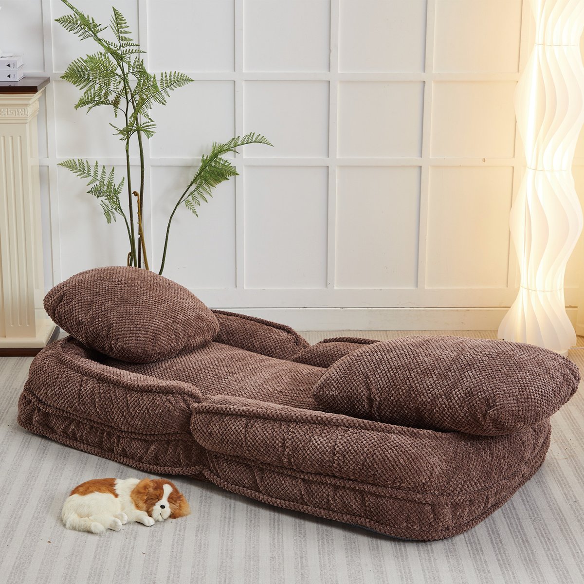 Cesicia Adjustabe Position Lazy Sofa Dog Bed, Brown