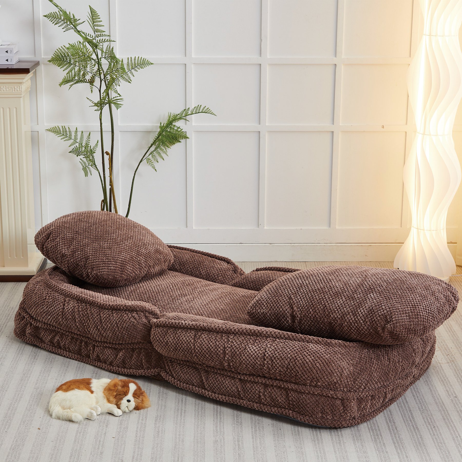 Cesicia Adjustabe Position Lazy Sofa Dog Bed, Brown
