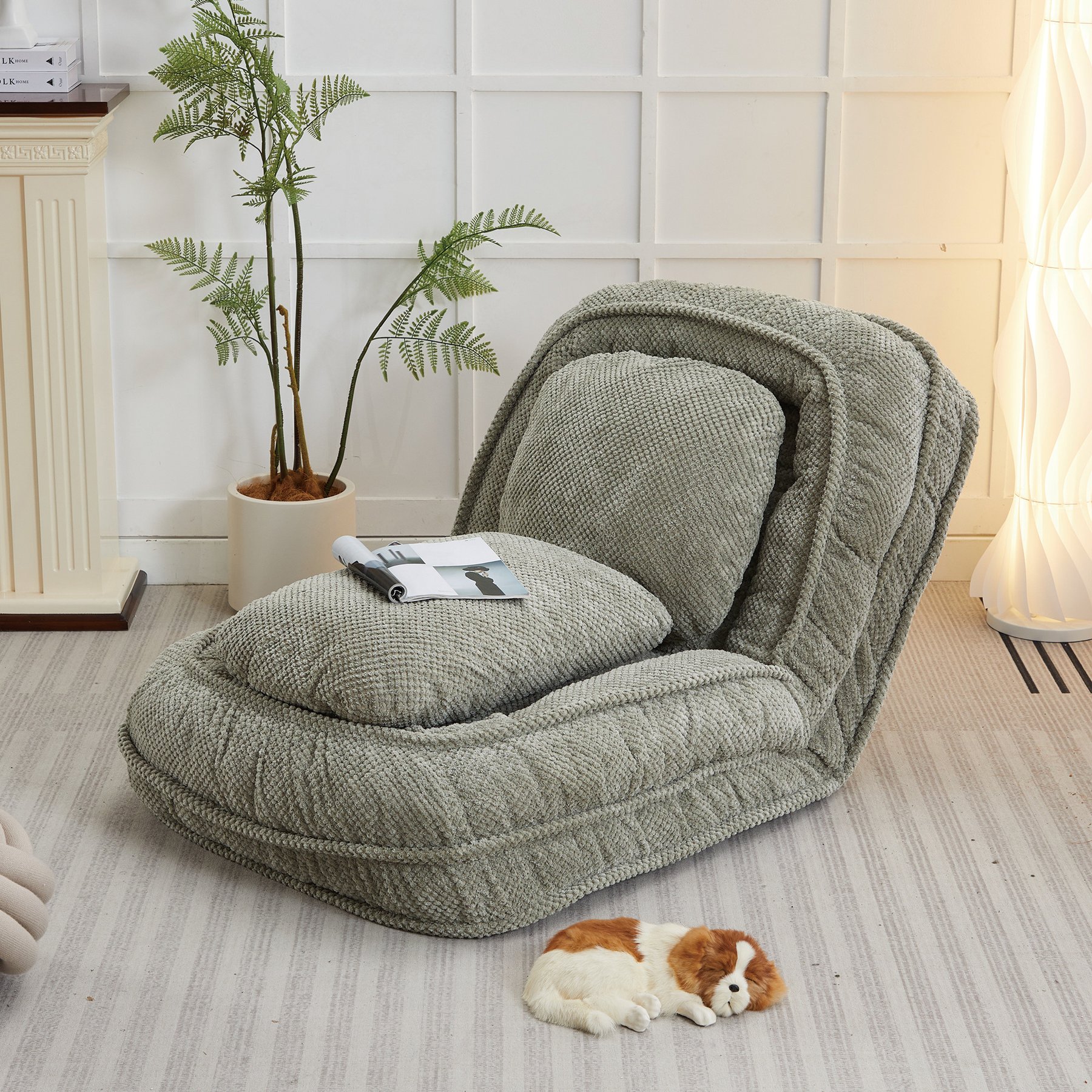 Cesicia Adjustabe Position Lazy Sofa Dog Bed, Green